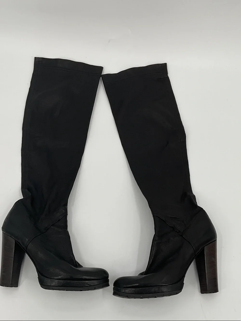 Over-the-Knee Black Leather High-Heel Boots